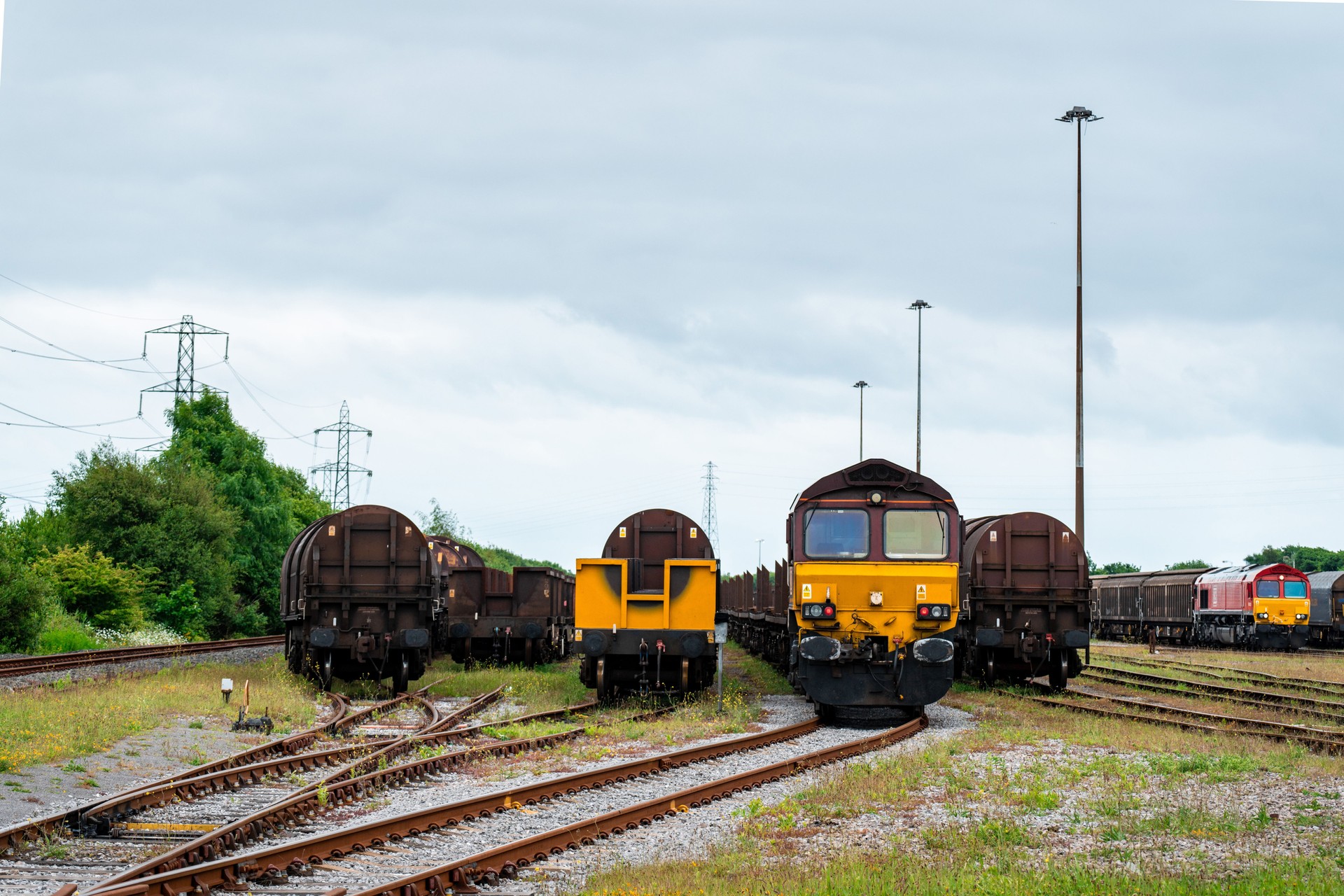 Freight train parking railway in Port Talbot