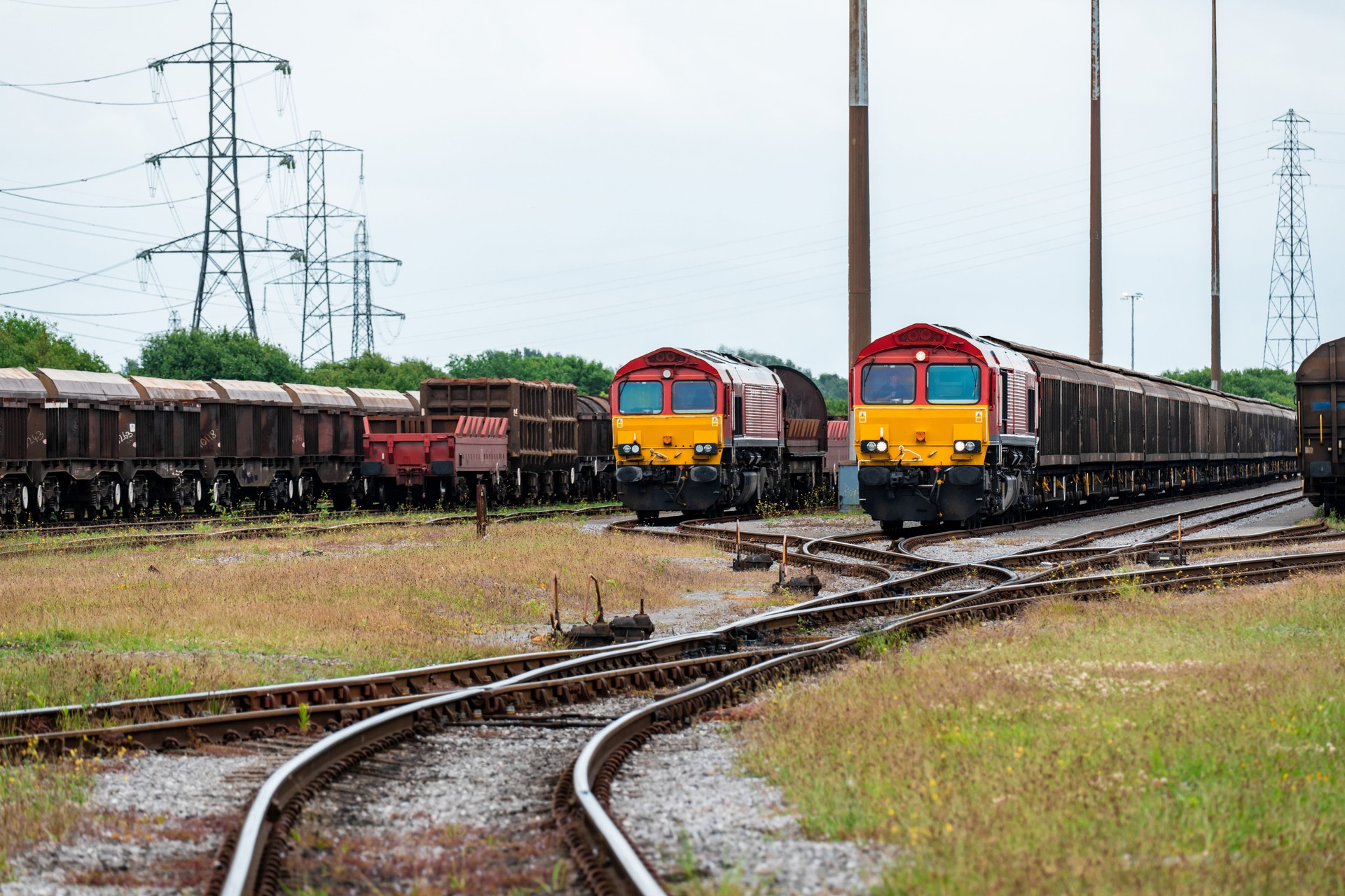 Freight train parking railway in Port Talbot