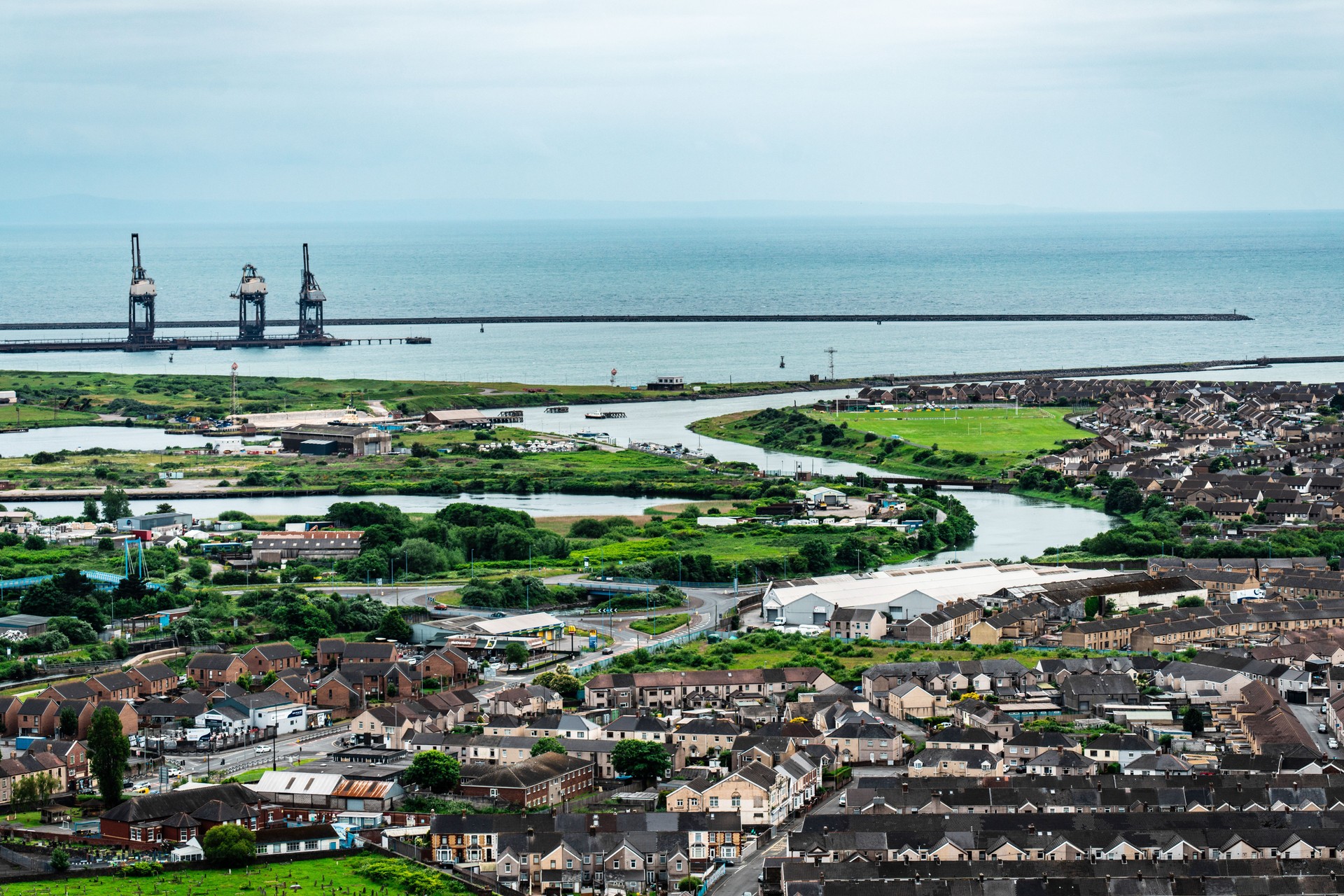 Residential estate, houses in Port Talbot, Wales, UK