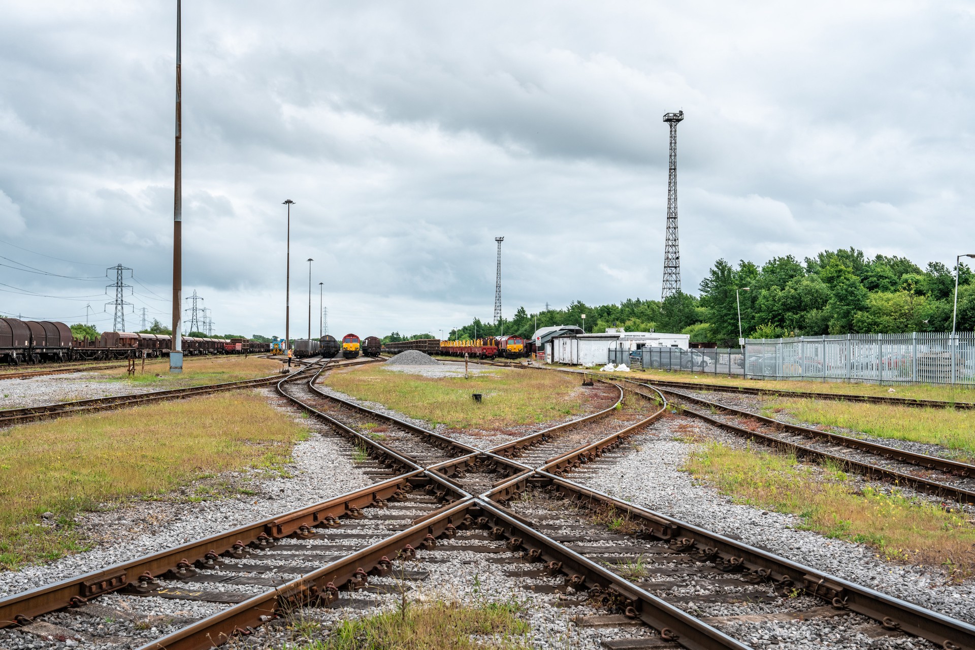 Freight train parking railway in Port Talbot